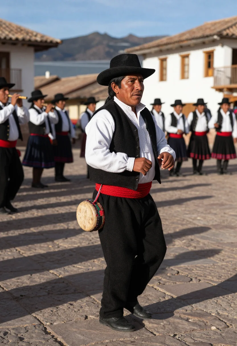 AI taquile chullo sample — portrait of a man, full-length portrait of an Indigenous Que