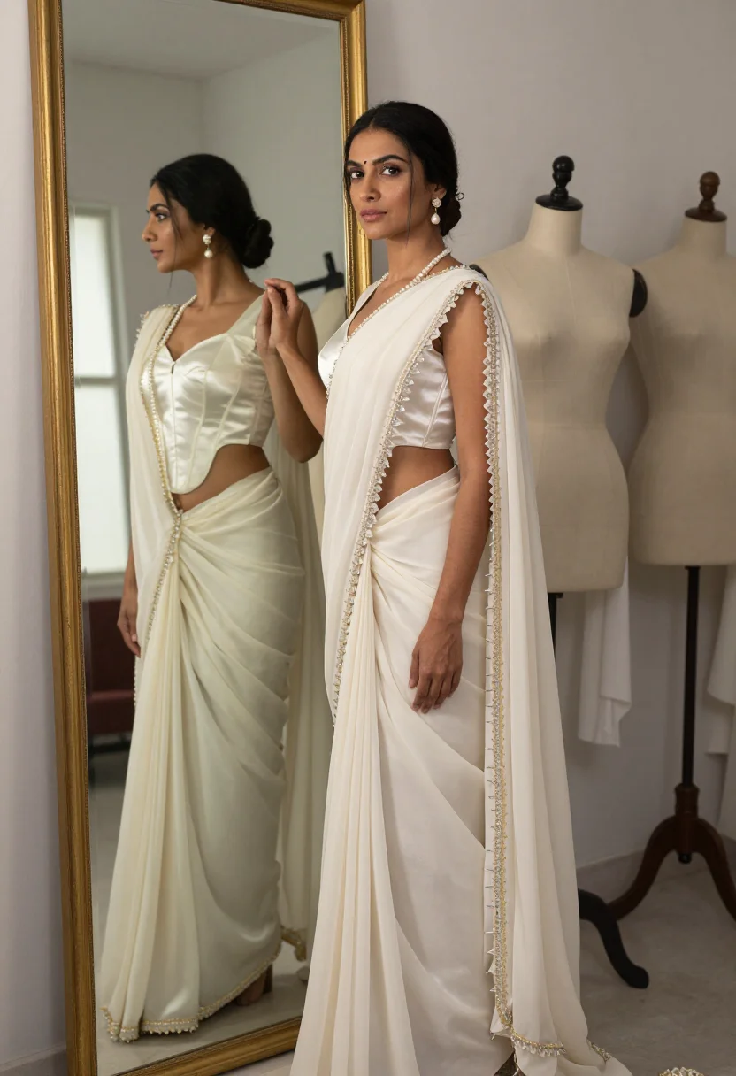 AI tarun tahiliani sample — portrait of a woman, full-length portrait of a North-Indian