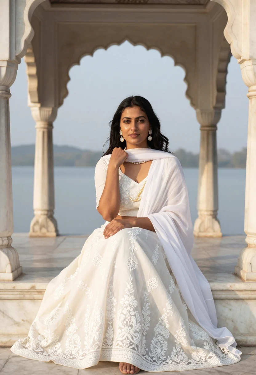 AI tarun tahiliani sample — portrait of a woman, half-length portrait of a North-Indian