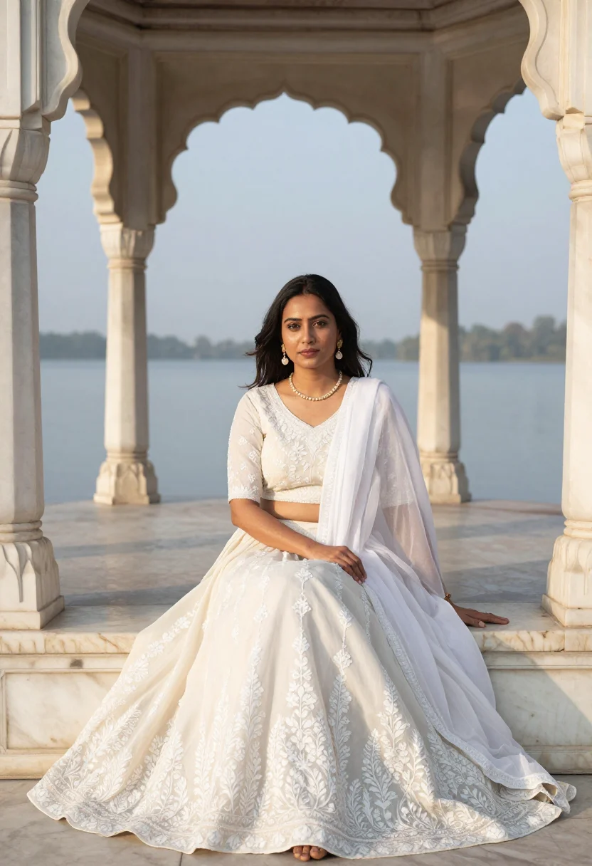 AI tarun tahiliani sample — portrait of a woman, three-quarter-length portrait of a Nort