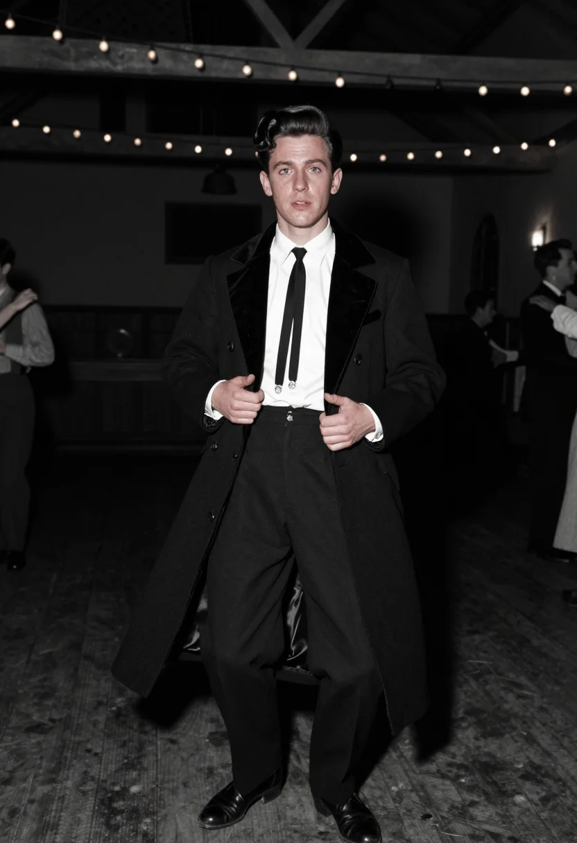 AI teddy boys sample — portrait of a man, three-quarter-length portrait of a Wester