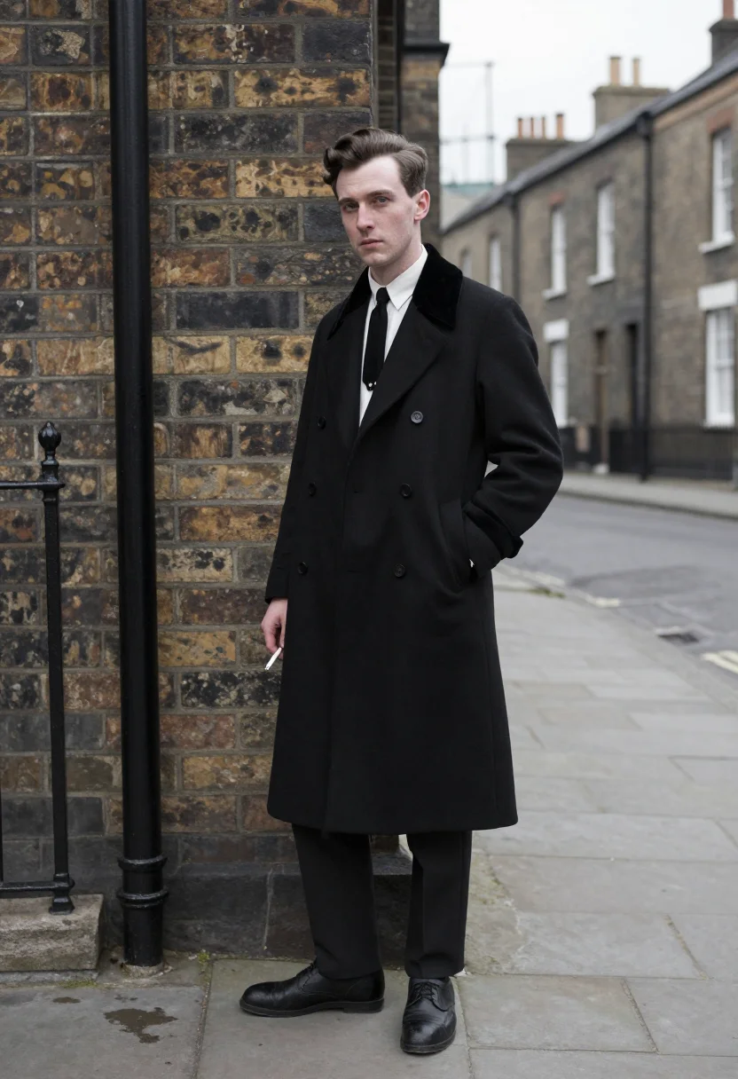 AI teddy boys sample — portrait of a man, three-quarter-length portrait of a Wester