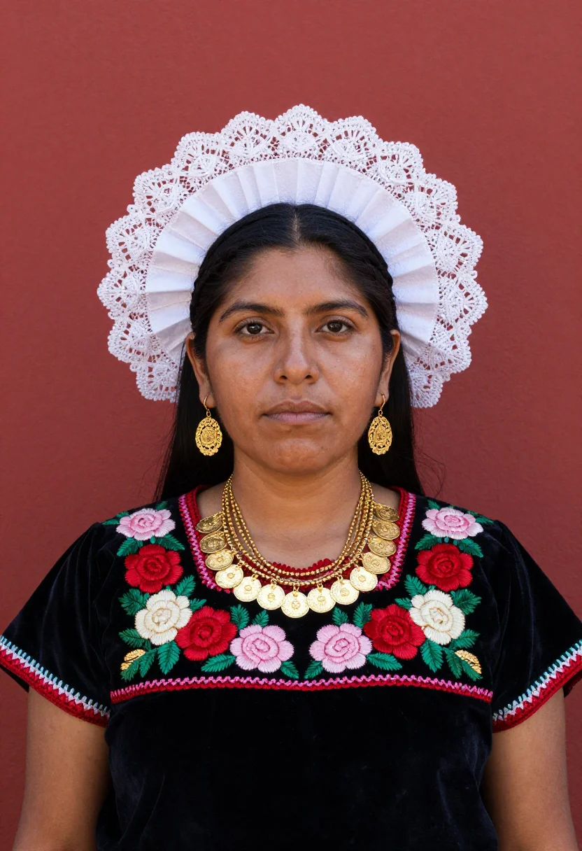 Example portrait from the AI Tehuana Bride — Free Preview, Train Once