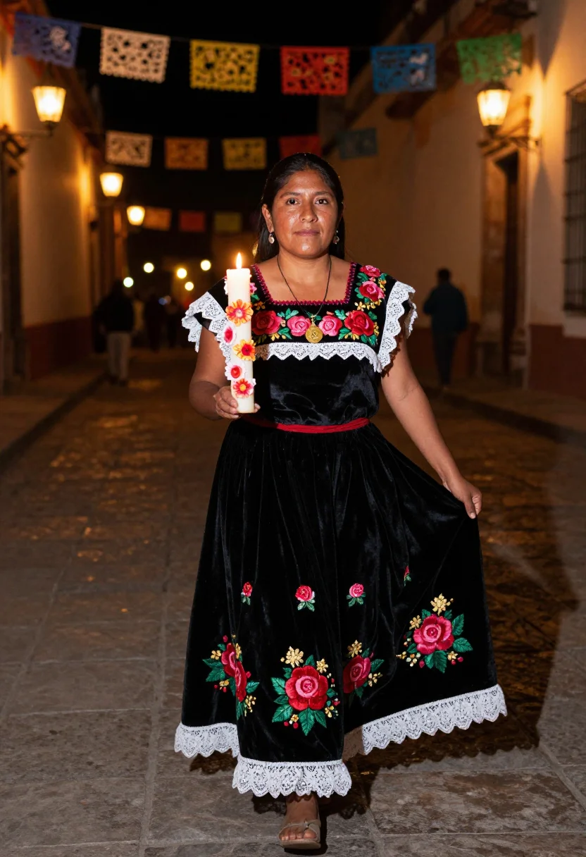 AI tehuana bride sample — portrait of a woman, three-quarter-length portrait of a Zapo