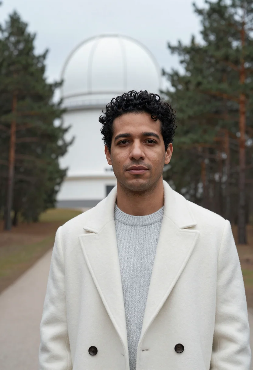 AI telegrafenberg astrophysicist tower white sample — portrait of a man, head-and-shoulders portrait of a Mediterr