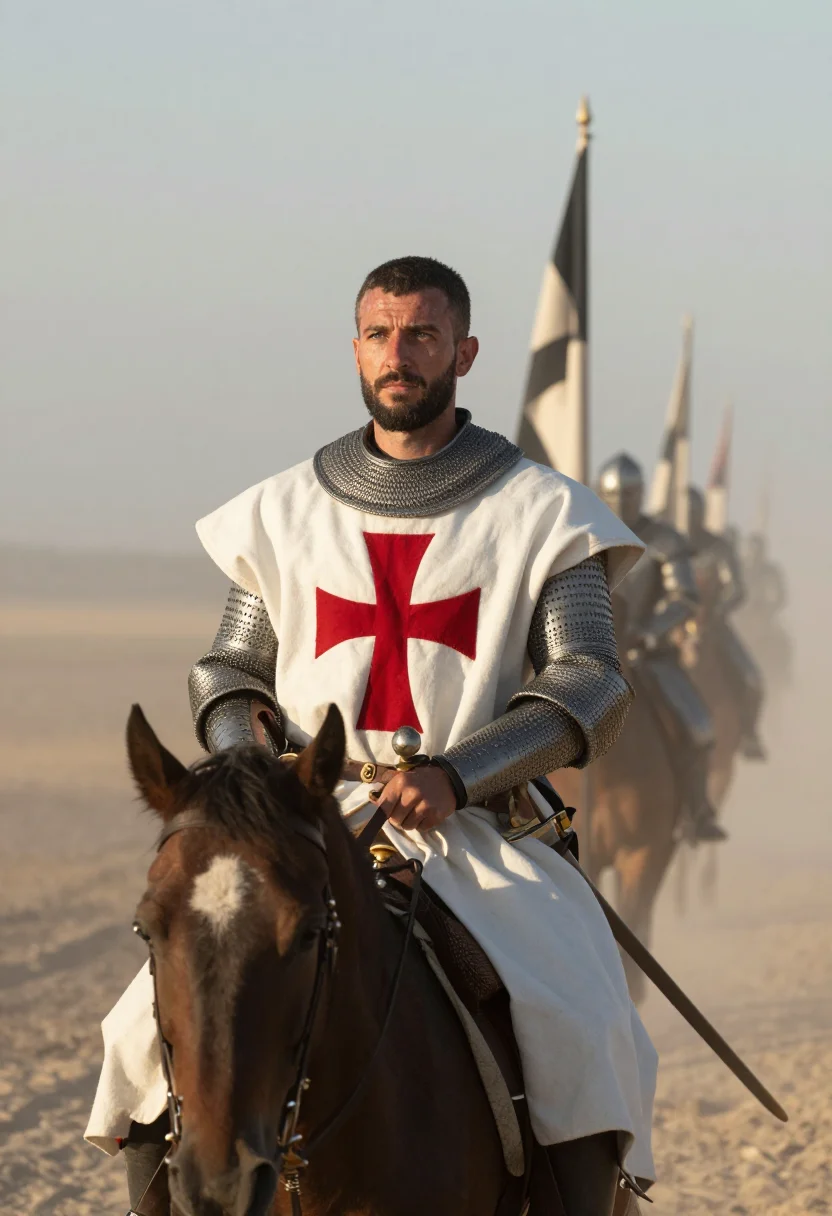AI templar sample — portrait of a man, waist-up portrait of a Western-European m