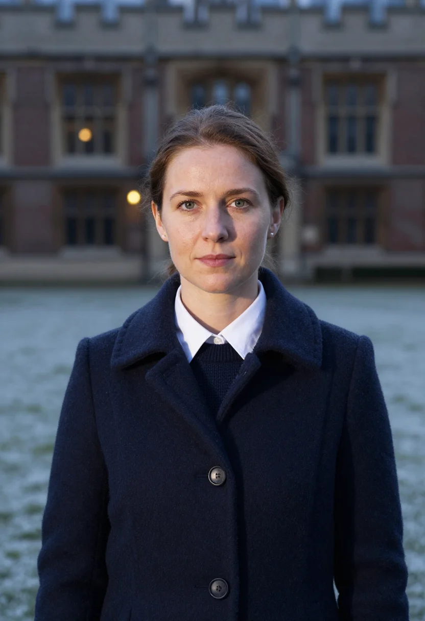 AI temple frost navy sample — portrait of a woman, head-and-shoulders portrait of a Wester