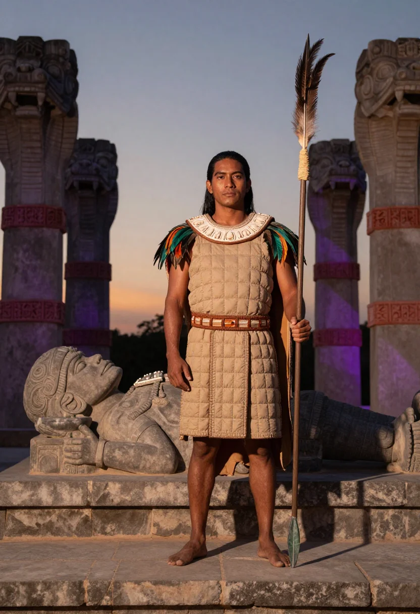 AI temple of warriors sample — portrait of a man, full-length portrait of a Maya man with w