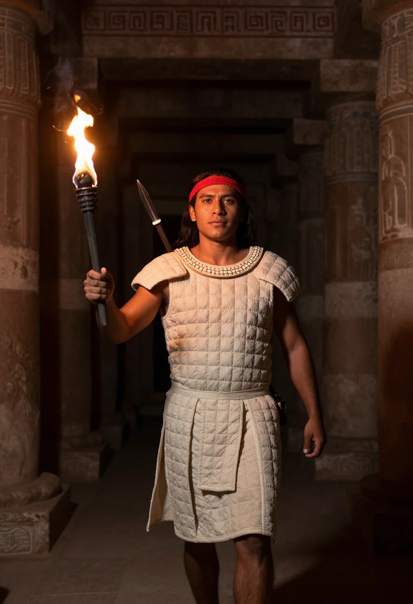 AI temple of warriors sample — portrait of a man, three-quarter-length portrait of a Maya m