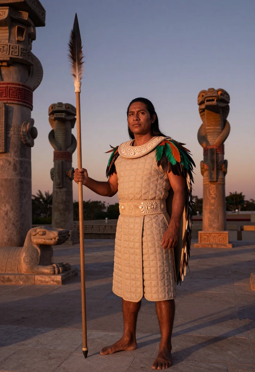 AI temple of warriors sample — portrait of a man, three-quarter-length portrait of a Maya m