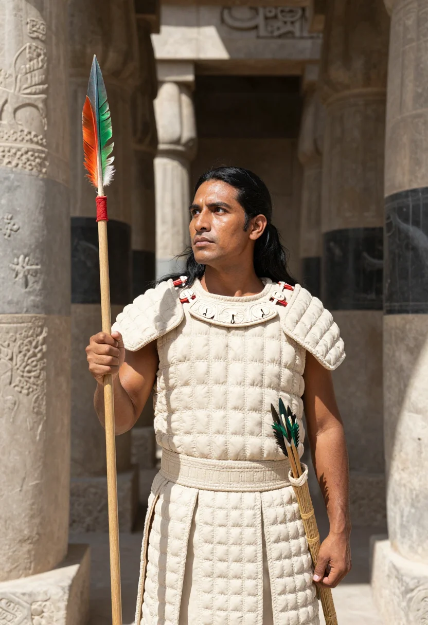 AI temple of warriors sample — portrait of a man, half-length portrait of a Maya man with w