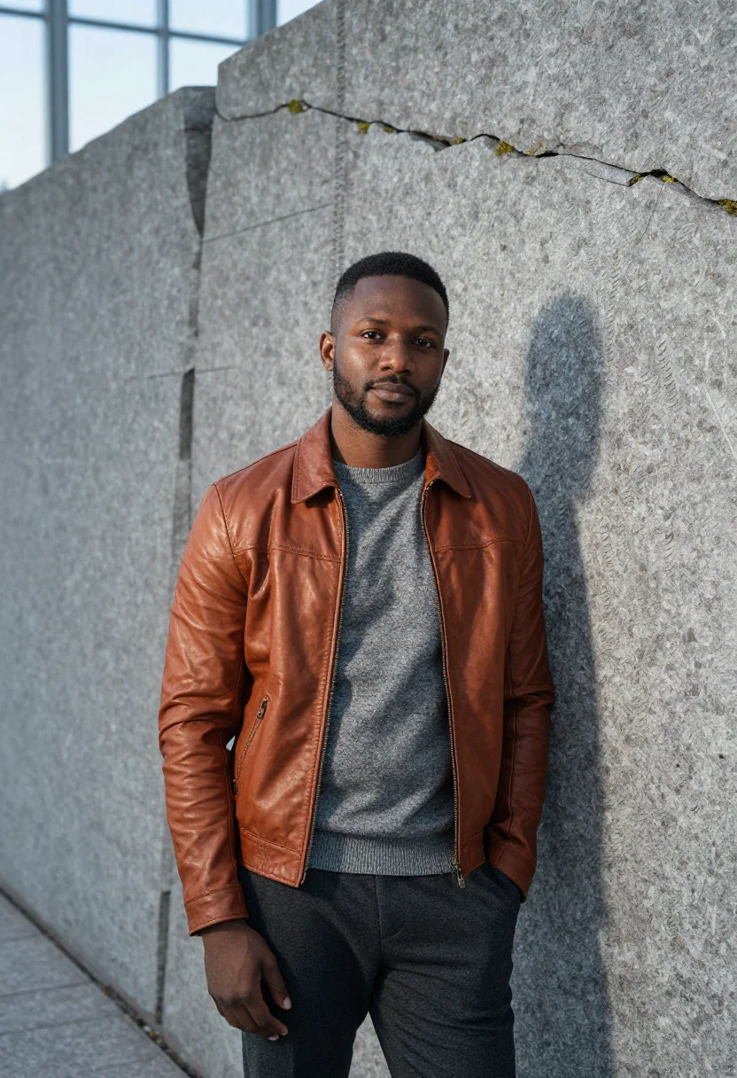 AI temppeliaukio architect copper granite sample — portrait of a man, an architect in his thirties of Nigerian