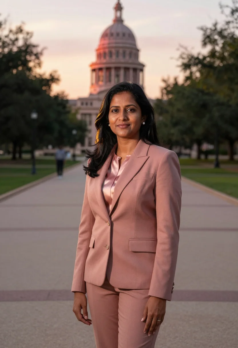 AI texas capitol candidate sunset granite sample — portrait of a woman, half-length campaign portrait of a cand