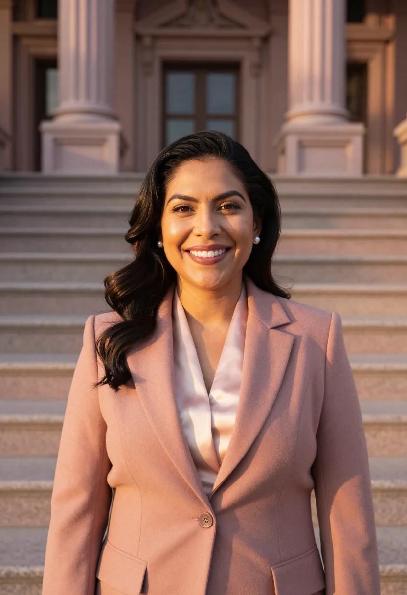 AI texas capitol candidate sunset granite sample — portrait of a woman, chest-up campaign portrait of a candida