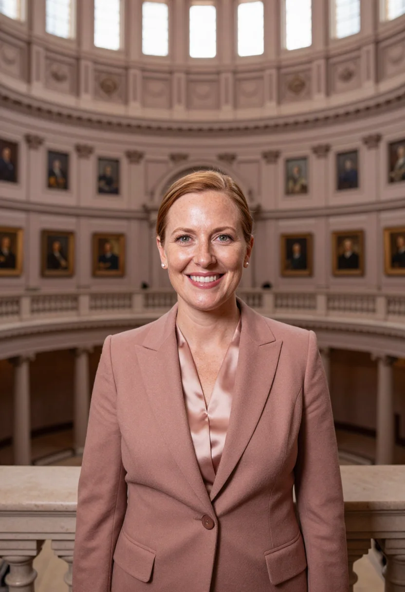 AI texas capitol candidate sunset granite sample — portrait of a woman, chest-up campaign portrait of a candida