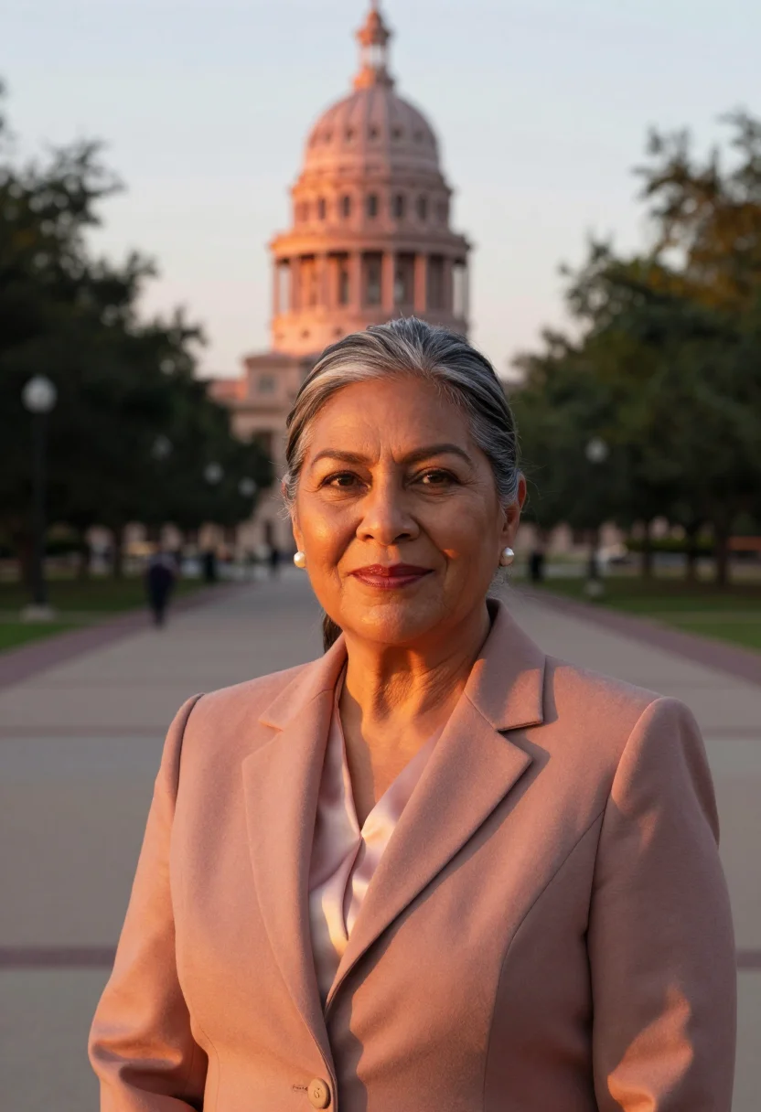AI texas capitol candidate sunset granite sample — portrait of a woman, head-and-shoulders campaign portrait of