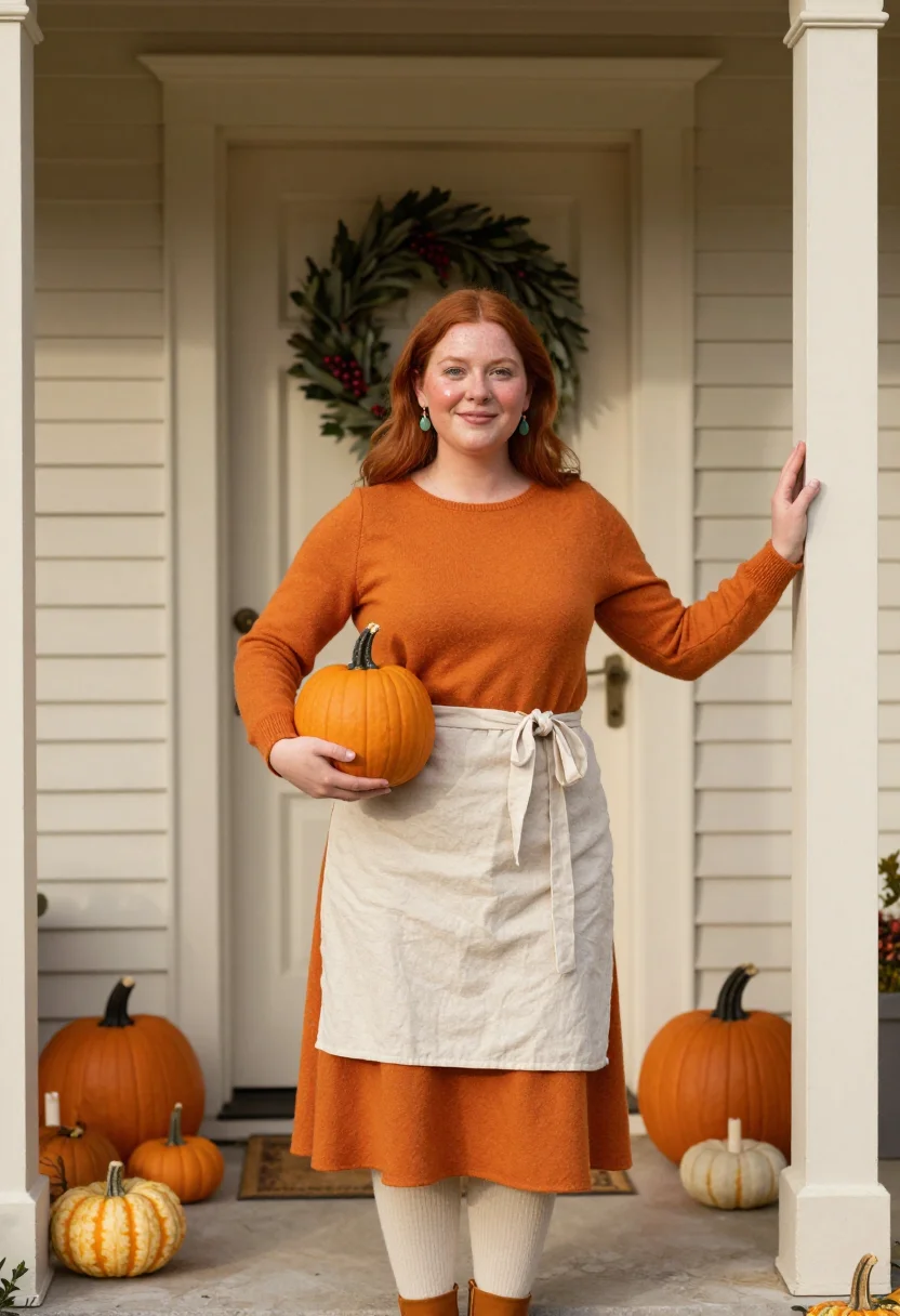 AI thanksgiving table pumpkin sample — portrait of a woman, half-length portrait of an Irish-Americ