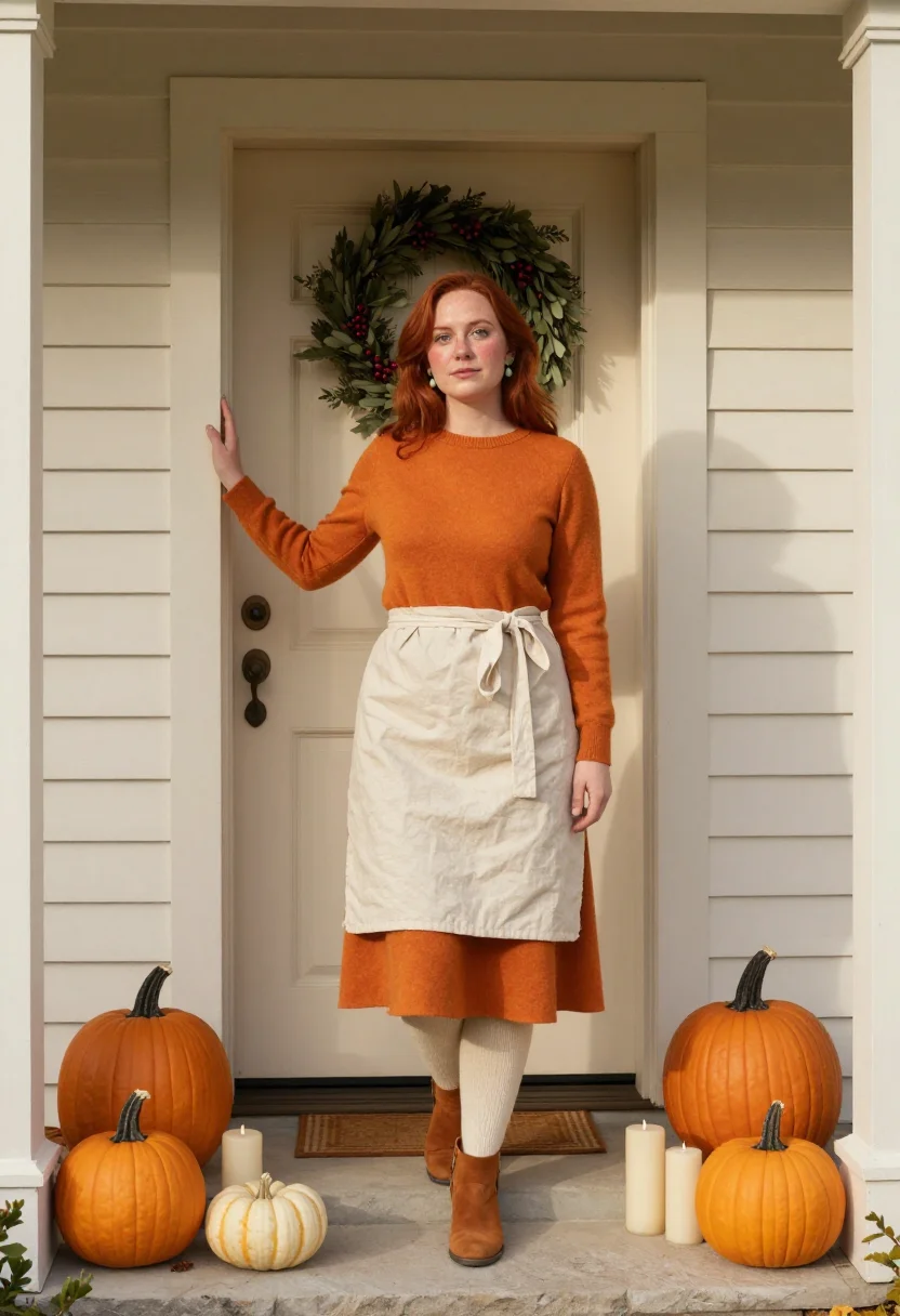 AI thanksgiving table pumpkin sample — portrait of a woman, full-length portrait of an Irish-Americ