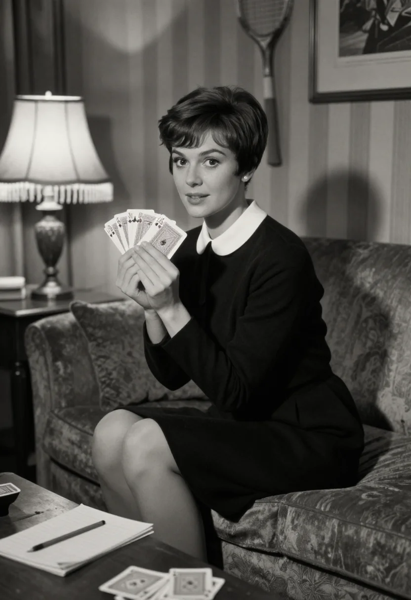 AI the apartment 1960 sample — portrait of a woman, a close half-length black-and-white pho
