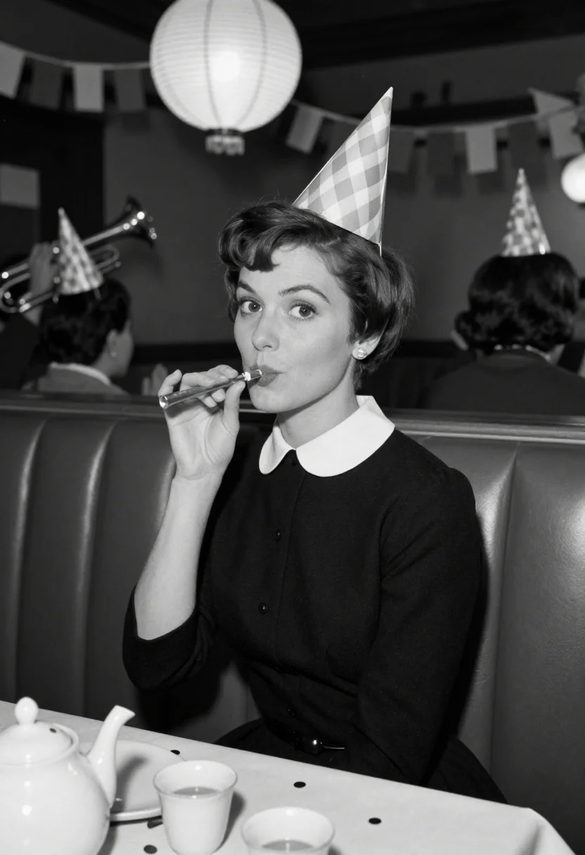 AI the apartment 1960 sample — portrait of a woman, a half-length three-quarter black-and-w