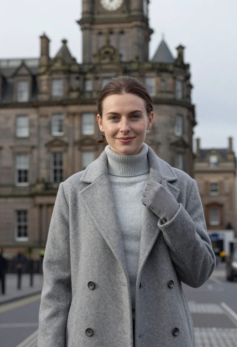 AI the balmoral edinburgh clock tower sample — portrait of a woman, a hotel guest in her twenties of Irish