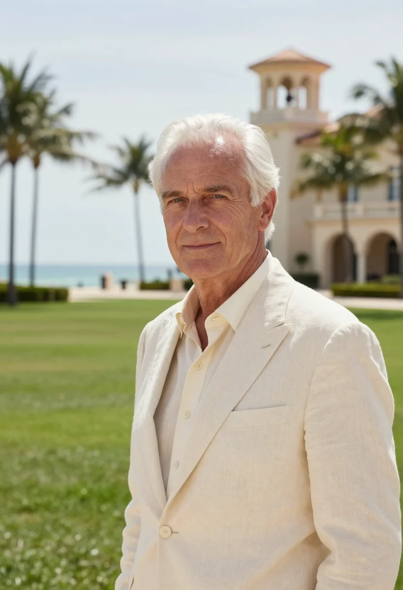 AI the breakers palm beach courtyard fountain sample — portrait of a man, a Swiss man in his late fifties with fair