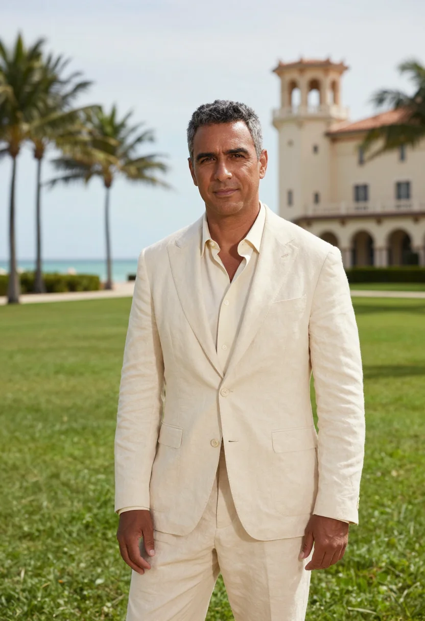 AI the breakers palm beach courtyard fountain sample — portrait of a man, an Italian-American man in his mid-fortie