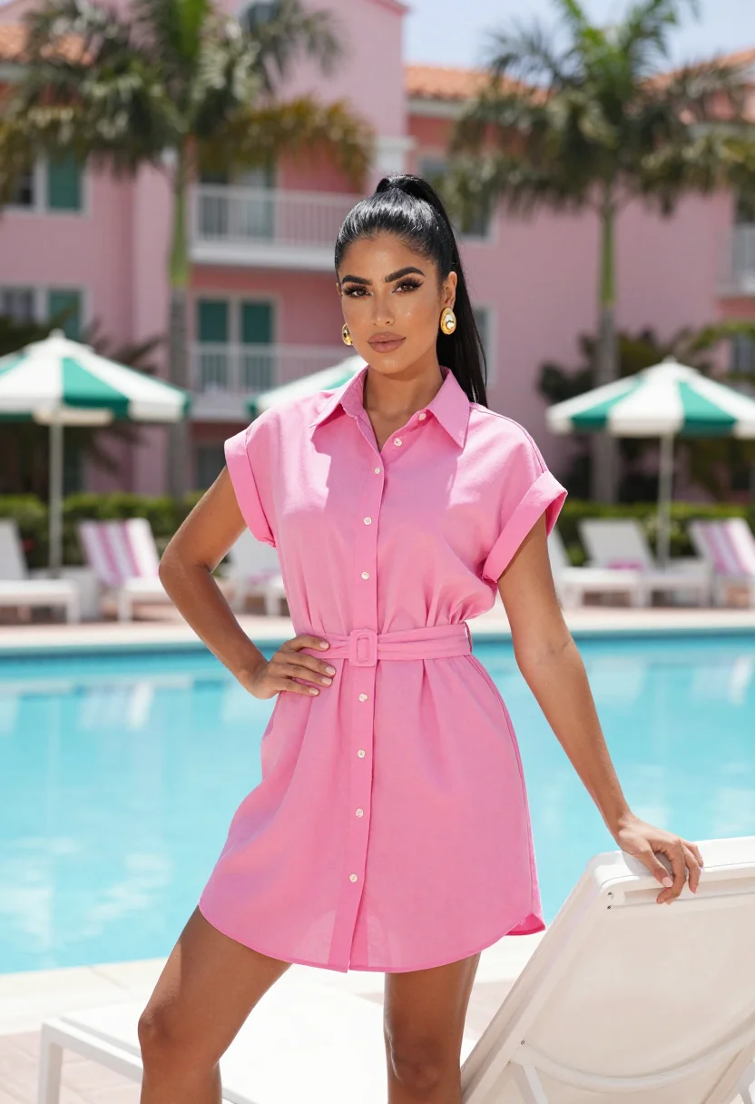 AI the colony palm beach pink palette sample — portrait of a woman, a Lebanese-American woman in her late t