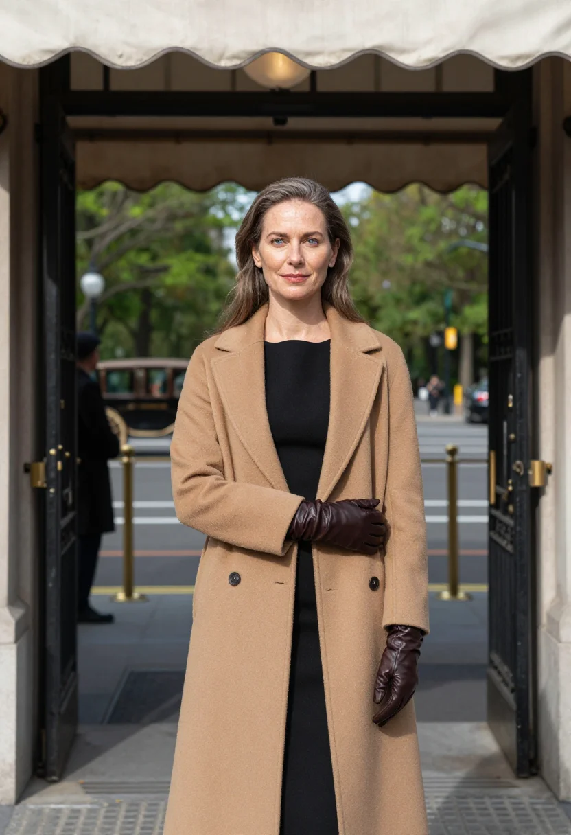 AI the plaza sample — portrait of a woman, in her mid-forties, with fair freckled