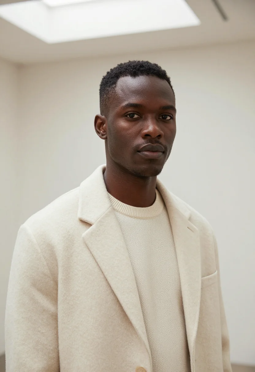 AI the row mercer street ivory tailoring men sample — portrait of a man, a Ghanaian-American man in his early thir