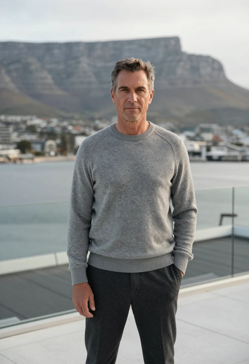 AI the silo cape town pillow window sample — portrait of a man, a South African man of English descent in