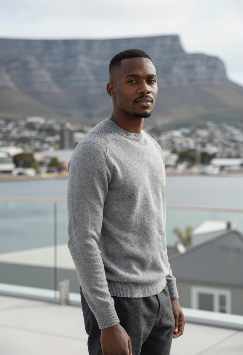 AI the silo cape town pillow window sample — portrait of a man, a Zulu South African man in his mid-twent