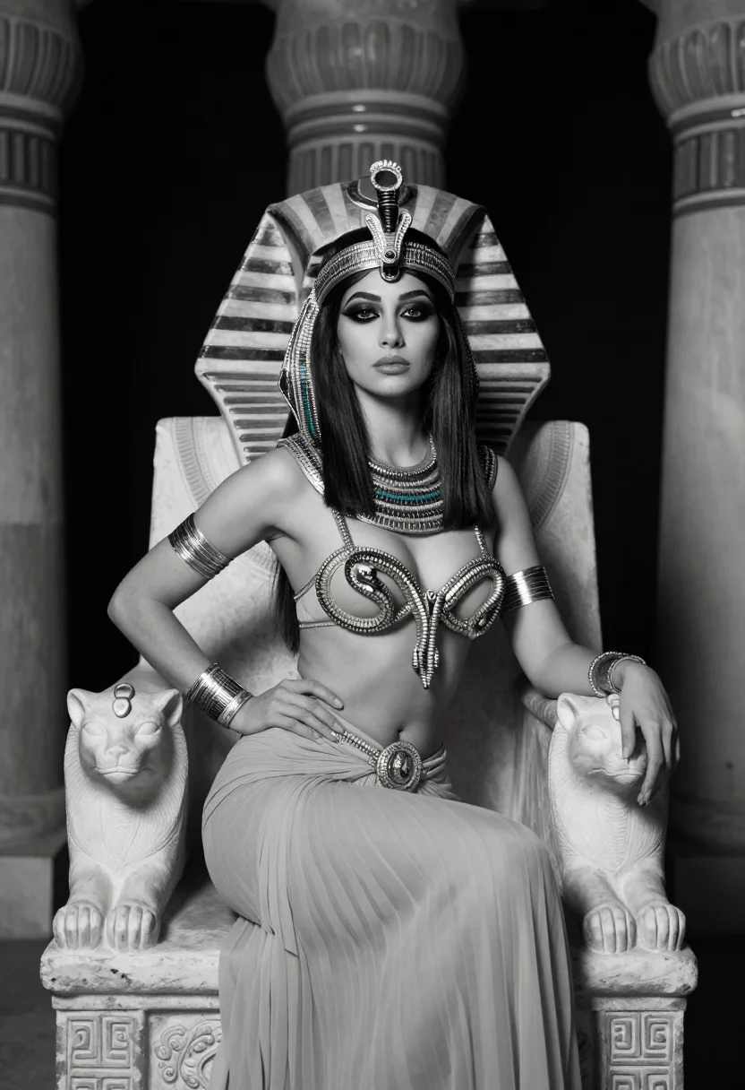 AI theda bara cleopatra sample — portrait of a woman, three-quarter-length seated portrait of