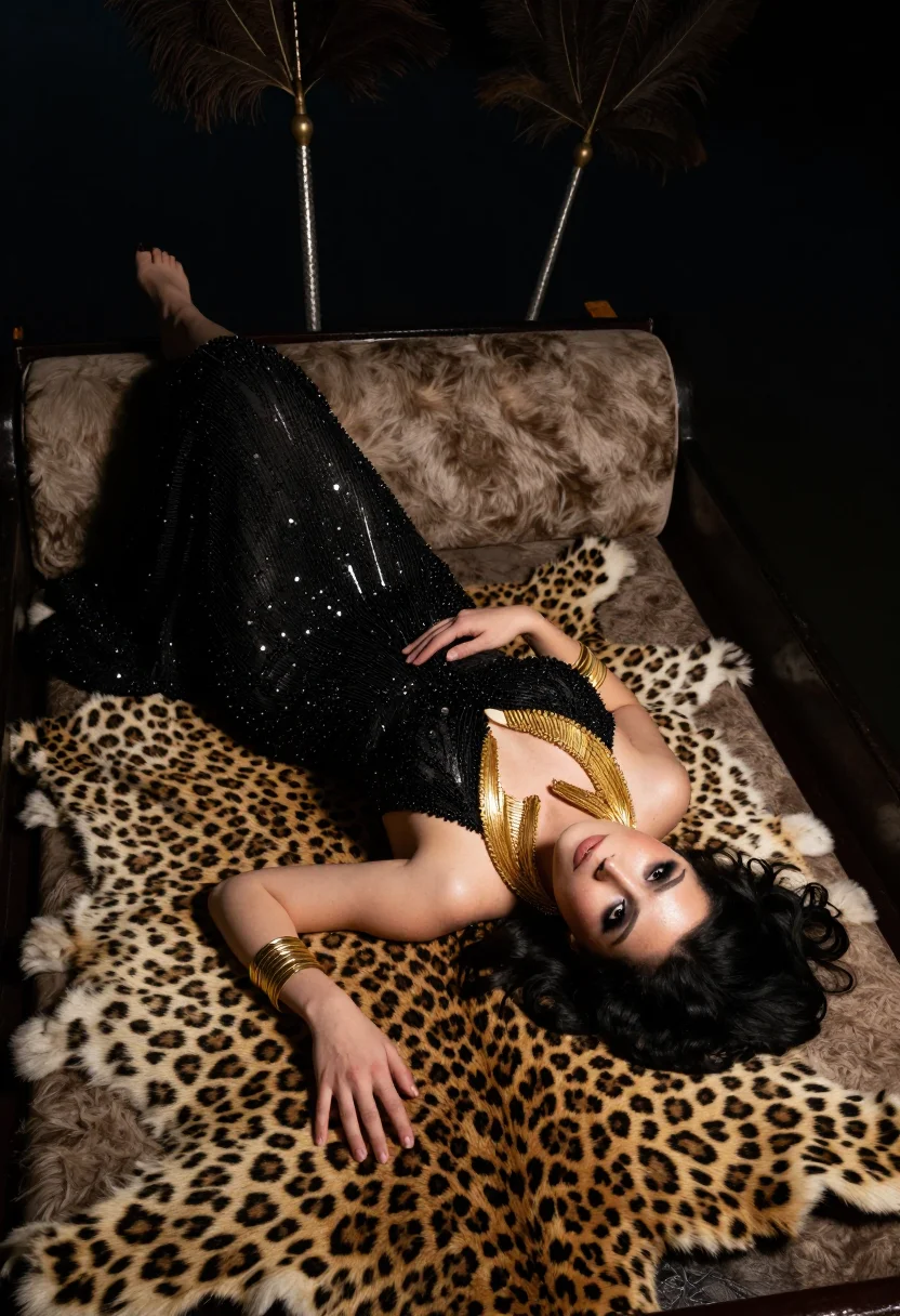 AI theda bara cleopatra sample — portrait of a woman, full-length reclining portrait of an Am