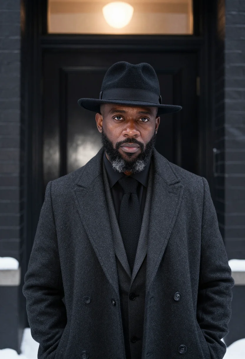 AI thelonious monk harlem january charcoal sample — portrait of a man, framed tight, head and shoulders, the bod