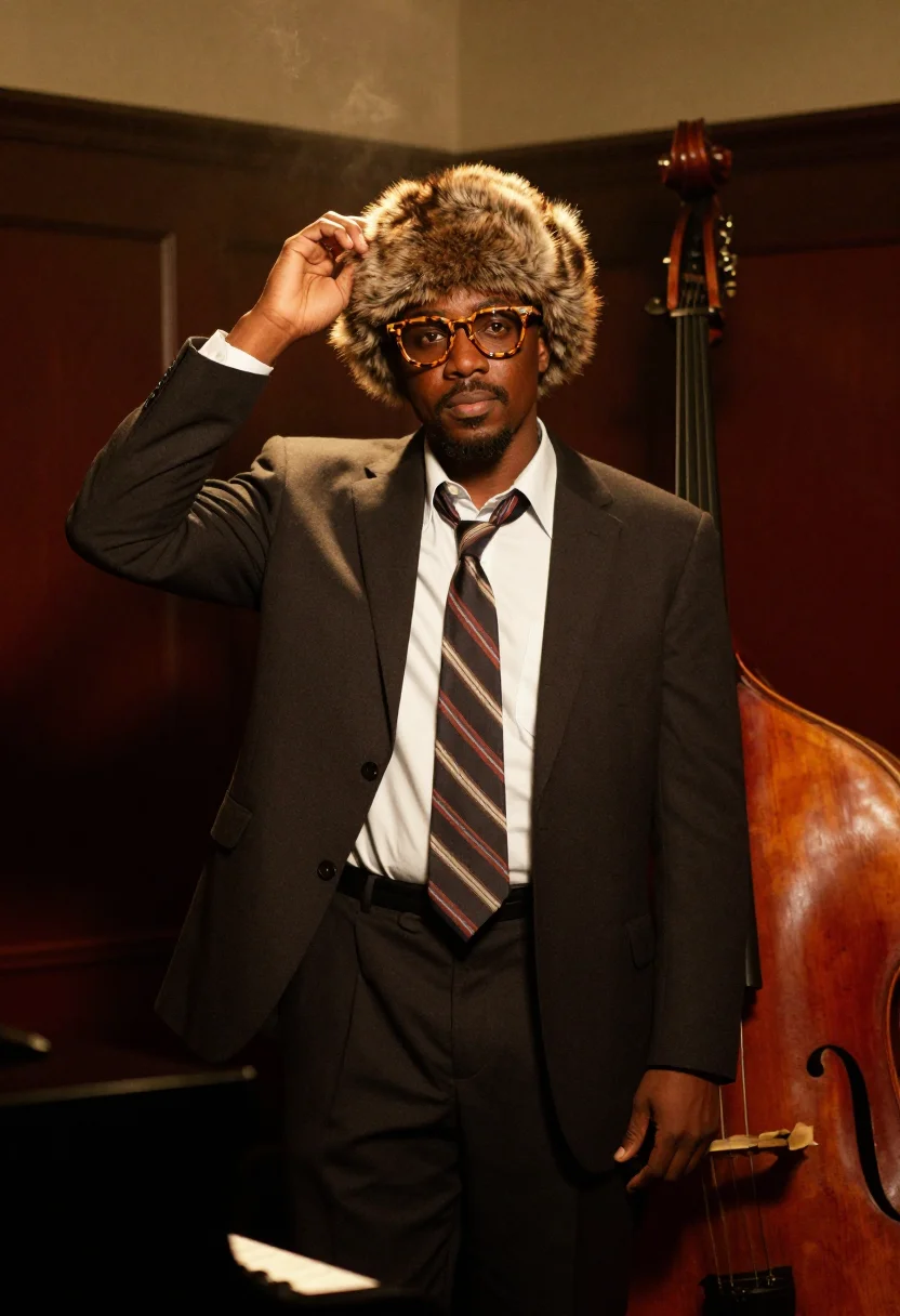 AI thelonious monk sample — portrait of a man, half-length portrait of a Black man of Af