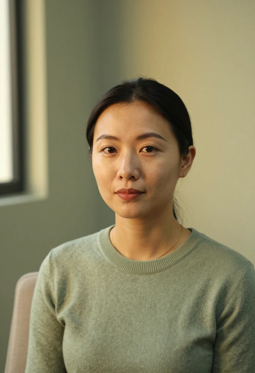 AI therapist sage sample — portrait of a woman, tight headshot of an East-Asian woman i