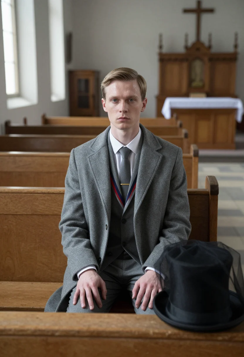 AI thom browne funeral sample — portrait of a man, half-length view of a Western European ma