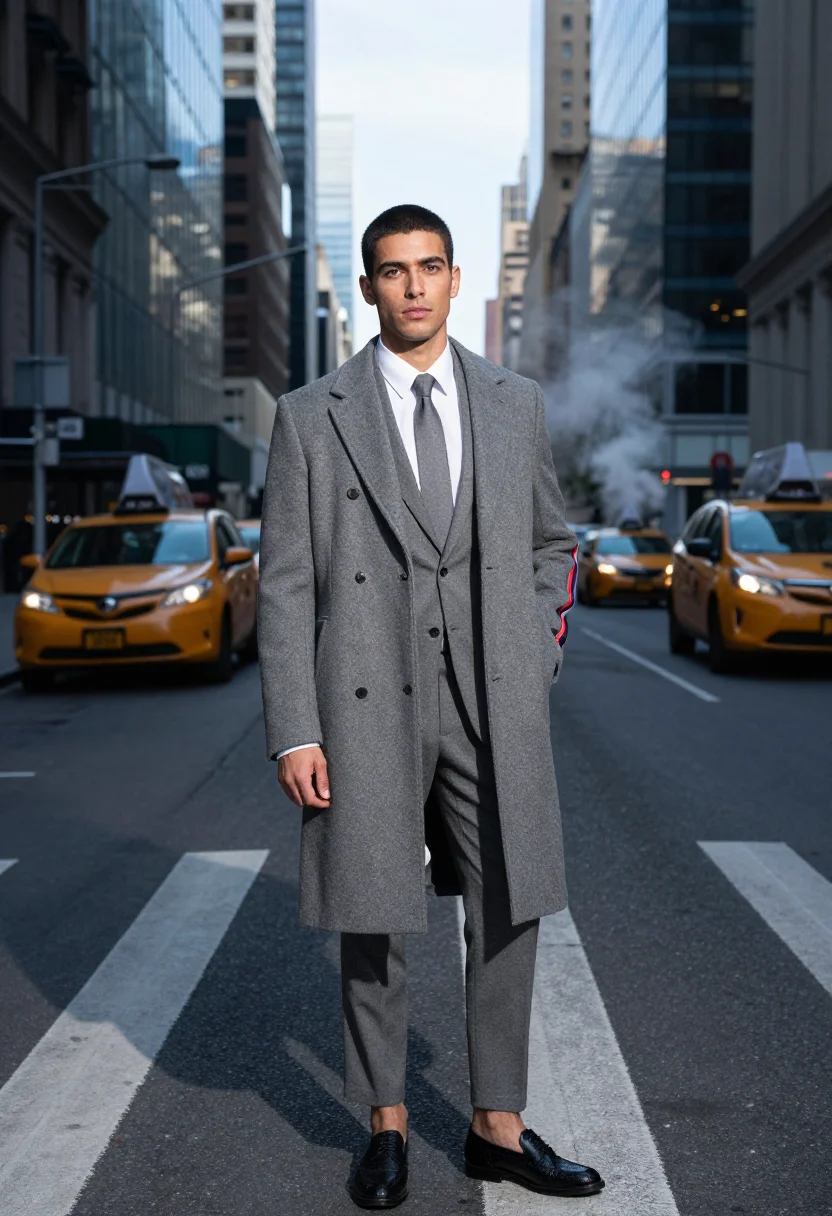 AI thom browne sample — portrait of a man, half-length portrait of a Western-Europea