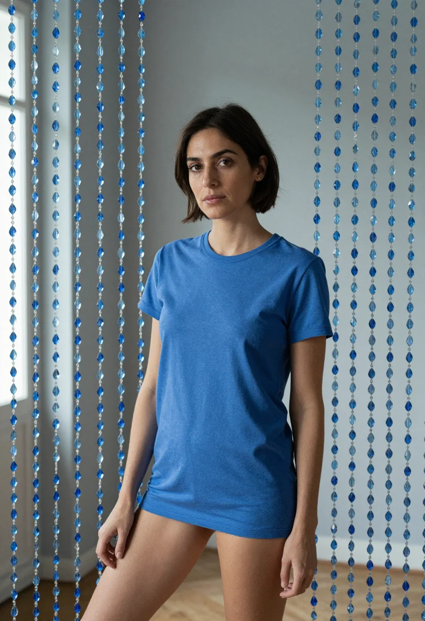 AI three colours blue paris swimming pool blue sample — portrait of a woman, a Spanish woman in her early thirties w