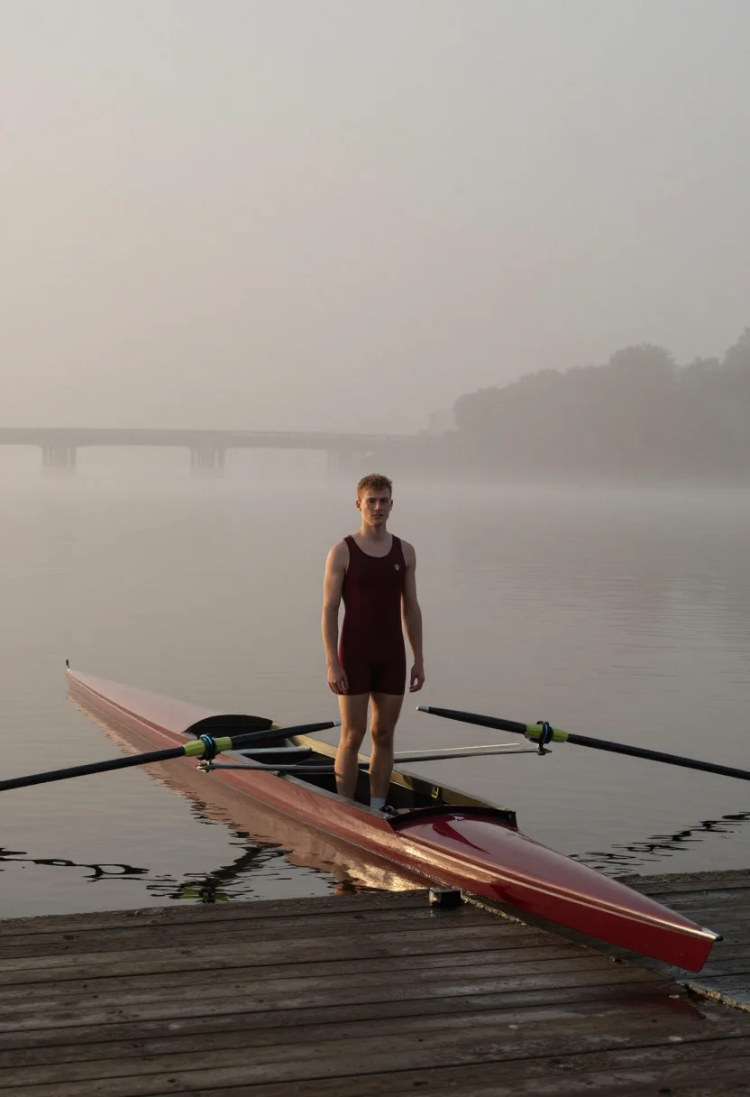 AI tideway rowing bordeaux sample — portrait of a man, framed wide, full-length, the figure smal