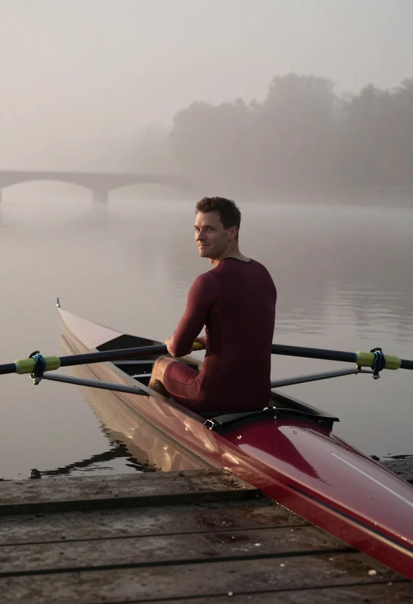 AI tideway rowing bordeaux sample — portrait of a man, framed chest-up from the crown to the bre