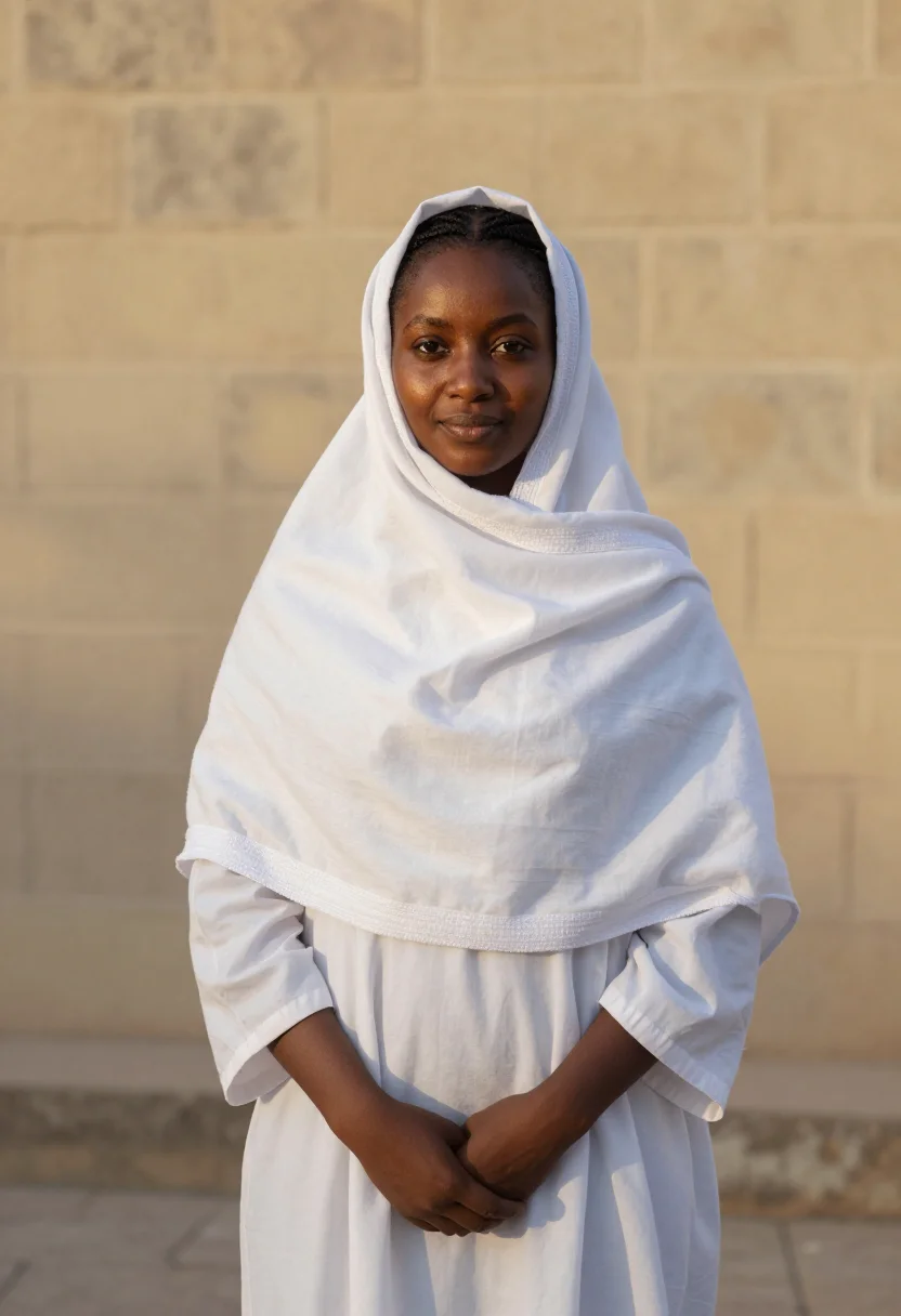 AI timkat gondar white shamma sample — portrait of a woman, framed half-length from the crown to th