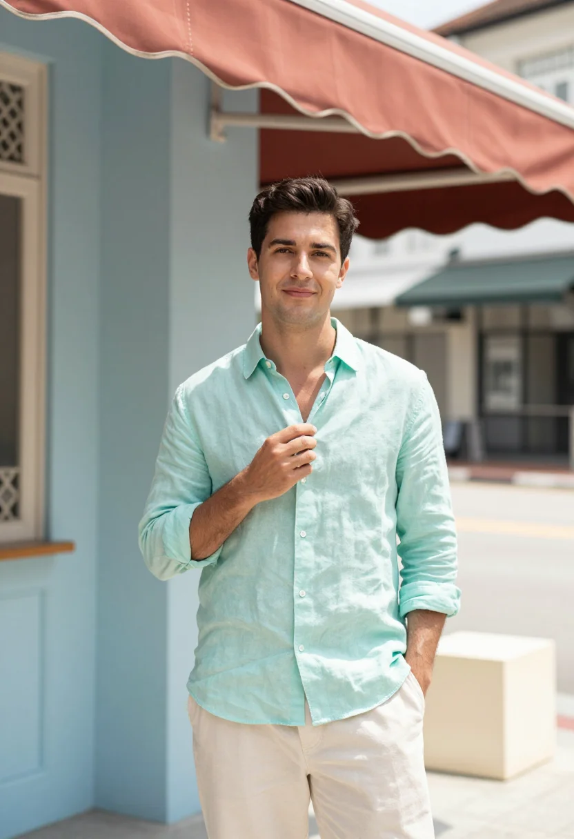 AI tiong bahru pastel sample — portrait of a man, framed half-length from the head to the h