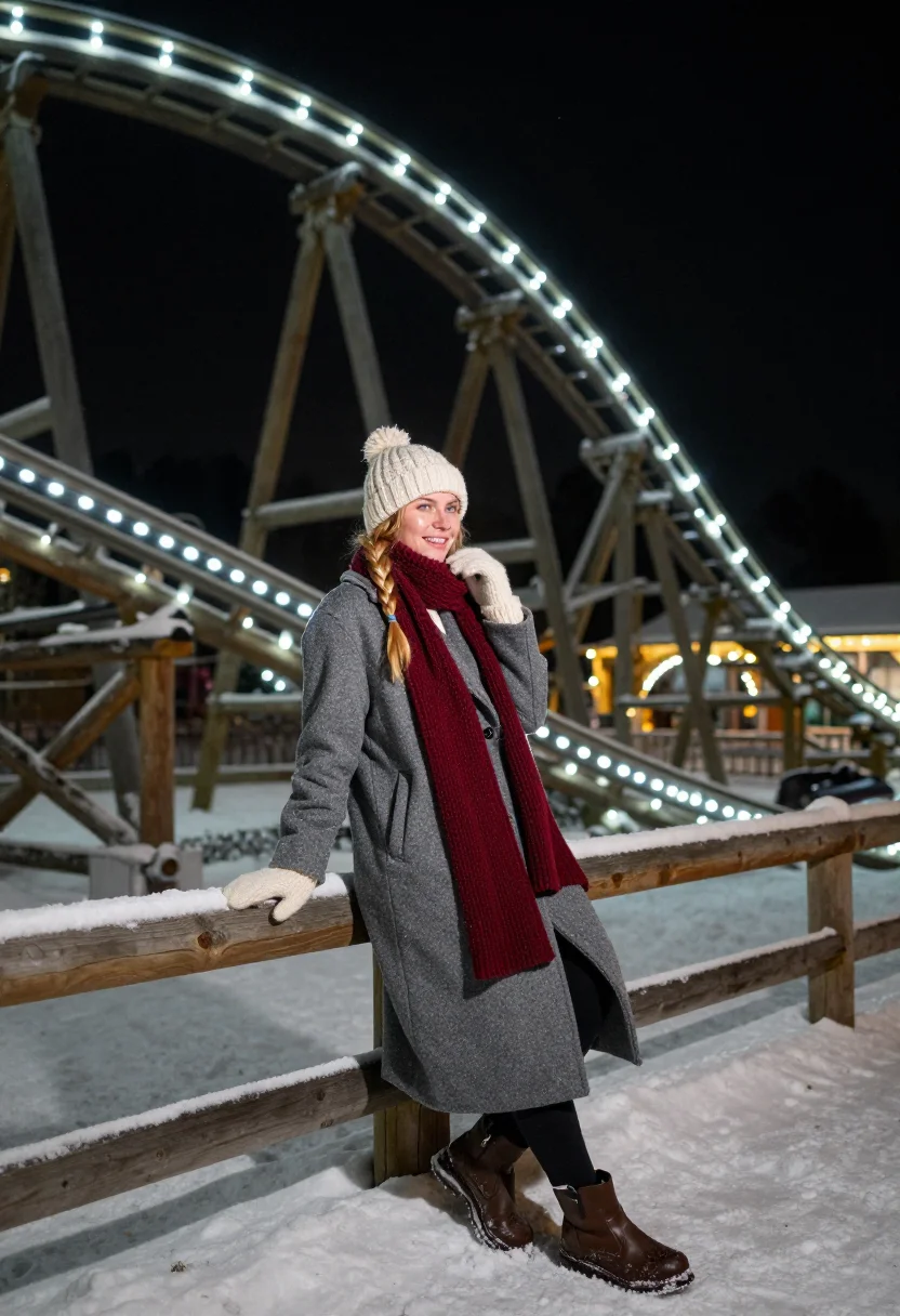 AI tivoli christmas sample — portrait of a woman, a Norwegian woman in her mid-twenties w
