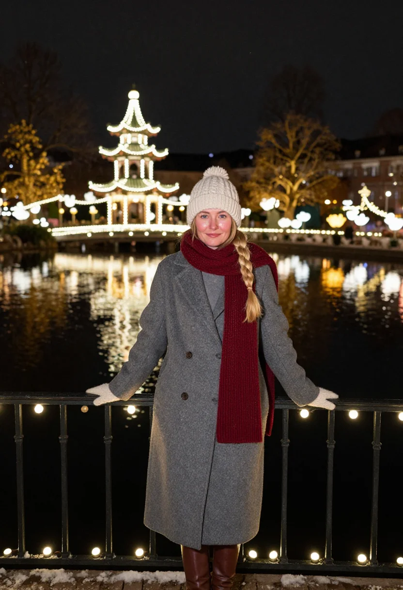 AI tivoli christmas sample — portrait of a woman, a Danish woman in her late twenties wit