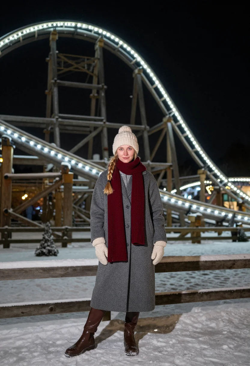 AI tivoli christmas sample — portrait of a woman, a Norwegian woman in her mid-twenties w