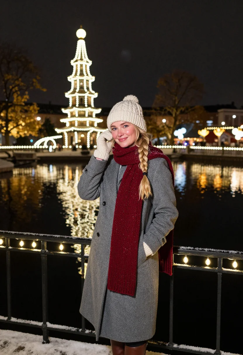 AI tivoli christmas sample — portrait of a woman, a Danish woman in her late twenties wit