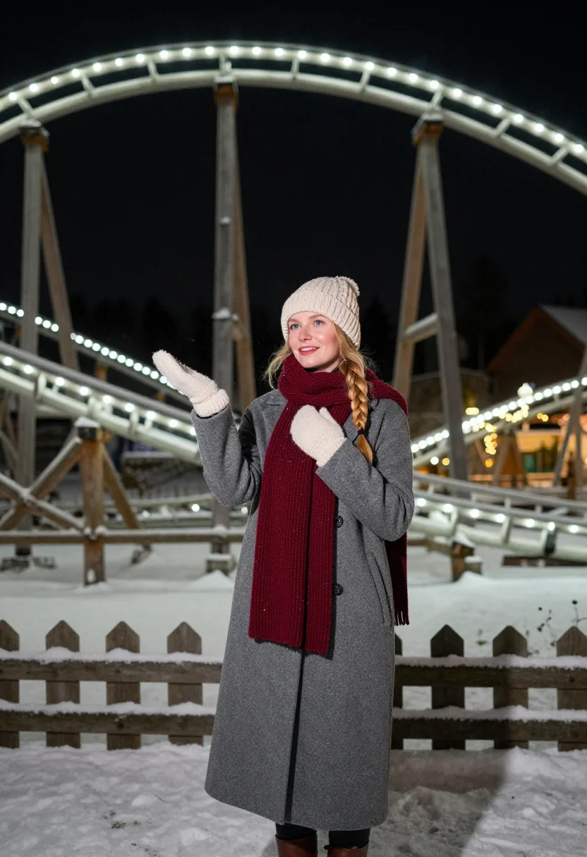 AI tivoli christmas sample — portrait of a woman, a Norwegian woman in her mid-twenties w