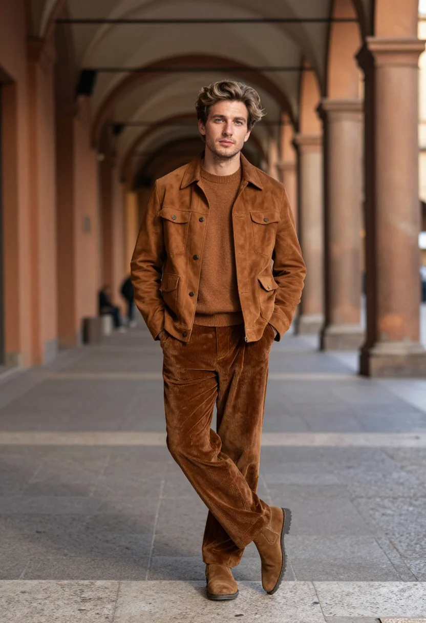 AI tobacco cords october sample — portrait of a man, in his late twenties, with fair skin, blu